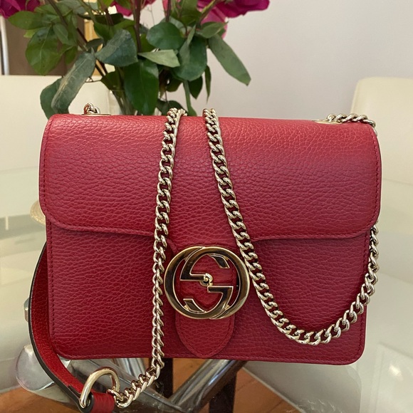 Barely used Gucci Interlocking G Chain Shoulder Bag 510304 In red for sale - Picture 3 of 11